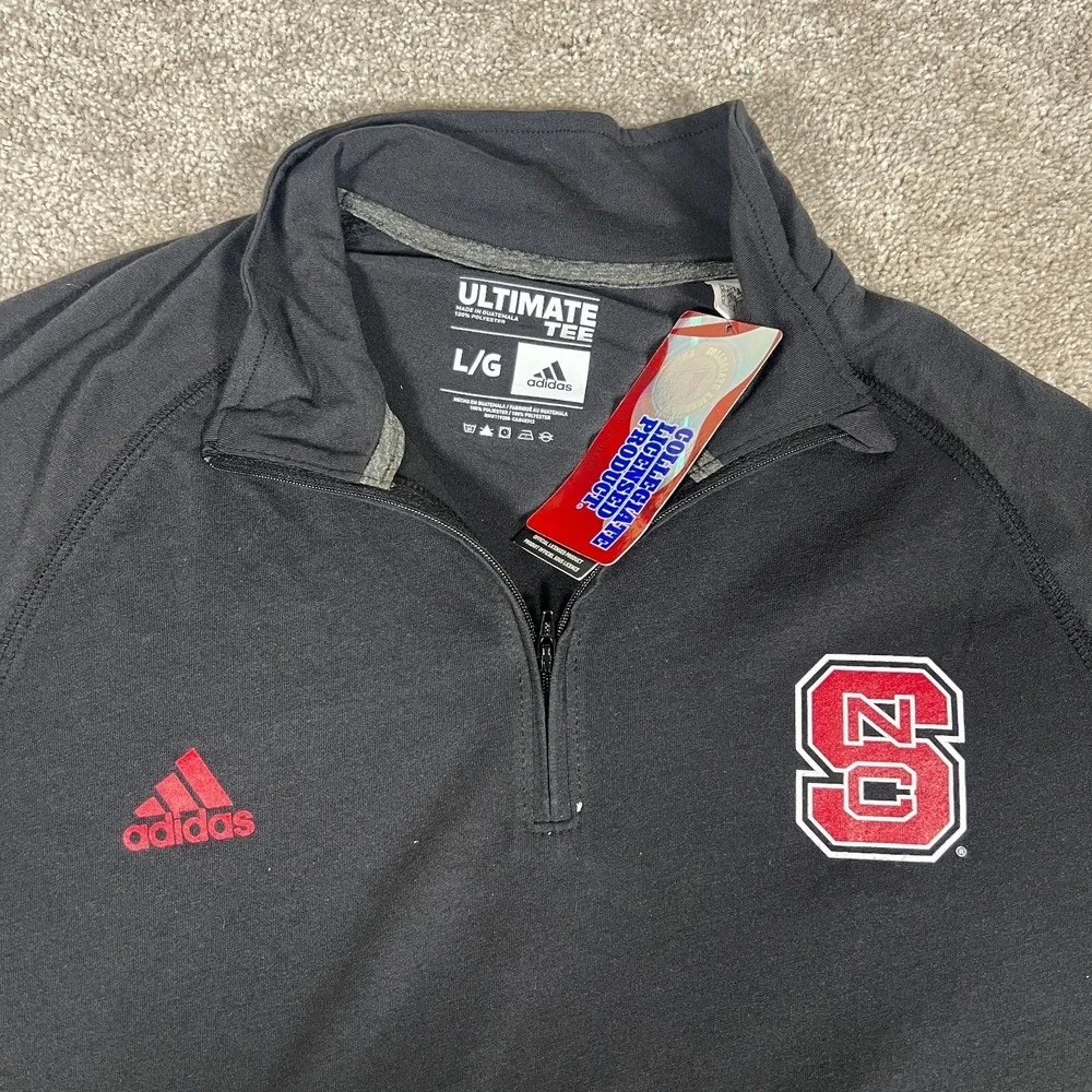 Adidas Mens Large Black/Red 1/4 Zip Pullover NC State Ultimate T-Shirt NWT‎ - Picture 3 of 8